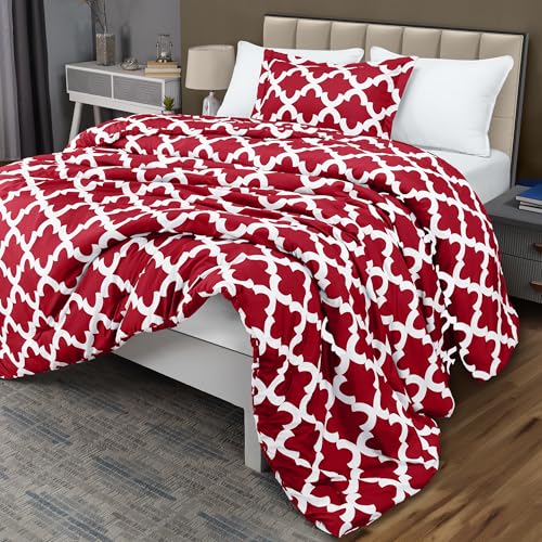 Twin Comforter Set 2 Piece Red by Utopia Bedding, Printed Comforters Twin Size, Bedding Comforters Sets, Down Alternative Soft Bed Set, 1 Comforter (64 x 88 inches) 1 Pillow Shams (20 x 26 inches) Utopia Bedding