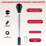 hogance Turkey Baster with 100% Stainless-Steel Needles, Men's & Women's Kitchen Gadgets, Food Grade Turkey Baster Syringe Oil Dropper Meat Injector Set for Steak,Turkey, Pork, Fish, BBQ, Black hogance