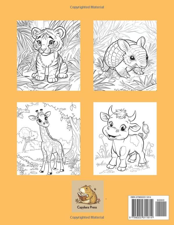 Baby Animals Coloring Book For Kids: 40 Awesome Coloring Pages for Kids of all Ages, Featuring Cubs, Kittens, Puppies, Lambs, Piglets, and Many Others Baby Animals. WoodArtSupply