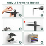 Mefirt Invisible Floating Bookshelves for Wall, 8 Tier Vertical Spine Book Tower, Heavy Duty Floating Book Shelves Metal Book Organizers for Home Office, 4 Pack(Black) Mefirt