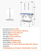 VEVOR Pet Grooming Table, 36 x 24 Inch with 2 Height Adjustable Arms, 330LBS Static Weight Capacity, Foldable Dog Groom Station with No-Sit Haunch Holder with Grooming Loop, for Medium and Small Dogs VEVOR
