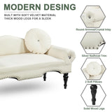 Vanress 54'' Loveseat Sofa,Small Couch for Living Room,Mid Century Modern Velvet Love Seats Sofa Settee with 2 Pillows and Solid Wood Legs,Upholstered 2-Seater Couch for Small Space,Bedroom,Beige Vanress