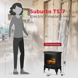 TURBRO Suburbs TS17 Compact Electric Fireplace Stove, 18” Freestanding Stove Heater with Realistic Flame - CSA Certified - Overheating Safety Protection - for Small Spaces - 1400W TURBRO