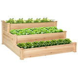 S AFSTAR 3-Tier Raised Garden Bed, Wood Elevated Planter Box with 3 Dividable Bed Kit, Outdoor Above Ground Garden Beds for Plants Herbs Vegetables, Stackable & Flat Arrangement, 49"L x 49"W x 22"H S AFSTAR