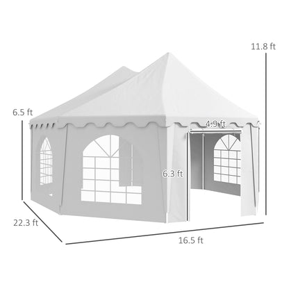 Outsunny 22 x 16 ft Party Tent, Wedding Tent with Sidewalls, Heavy Duty Event Tent with 2 Doors and 6 Windows, Outdoor Gazebo Tent for Party, White