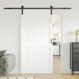 ARK DESIGN 42 x 84inch Sliding Barn Door with 7FT Sliding Door Hardware Kit Included, Pre-Drilled Holes Easy Assembly - Solid MDF Slab Covered with Water-Proof PVC Surface, White,H-Shaped Frame ARK DESIGN