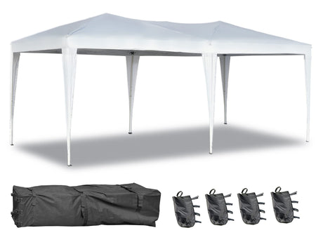 Oseasoy Pop Up Canopy Tent,10x20 ft Outdoor Commercial Instant Portable Party Gazebo Heavy Duty Beach Tent Sun Shelter with 4 Sand Bags,Bonus,Carry Bag,White Oseasoy