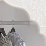 ECACAD 75.7" H Wardrobe Armoire Closet with 4 Carved Glass Doors, 3 Drawers, 6 Compartments & Hanging Bar, Wooden Closet Storage Cabinet with Patterns for Bedroom, Brown & White ECACAD