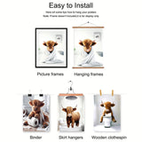 TWNSLLA Highland Cow Funny Bathroom Decor Wall Art,Bathroom Highland Cow Art Prints,Rustic Farmhouse Bathroom Wall Decor,Funny Bathroom Signs Animal Canvas Wall Art,UNFRAMED,8x10inchx4pcs TWNSLLA