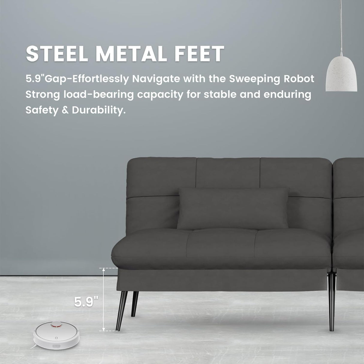 COMHOMA Convertible Sofa Bed,72″Fabric Couch with Adjustable Backrest,Loveseat Recliner Sleeper Living Room Furniture futon Set (Black) COMHOMA