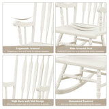 Giantex Outdoor Wood Rocking Chair - Patio Rocking Chair with Solid Rubber Wood Frame, Slat Back, Outside & Indoor Rocker for Garden, Poolside, Balcony, Backyard, Lawn, Front Porch Rocker, White Giantex