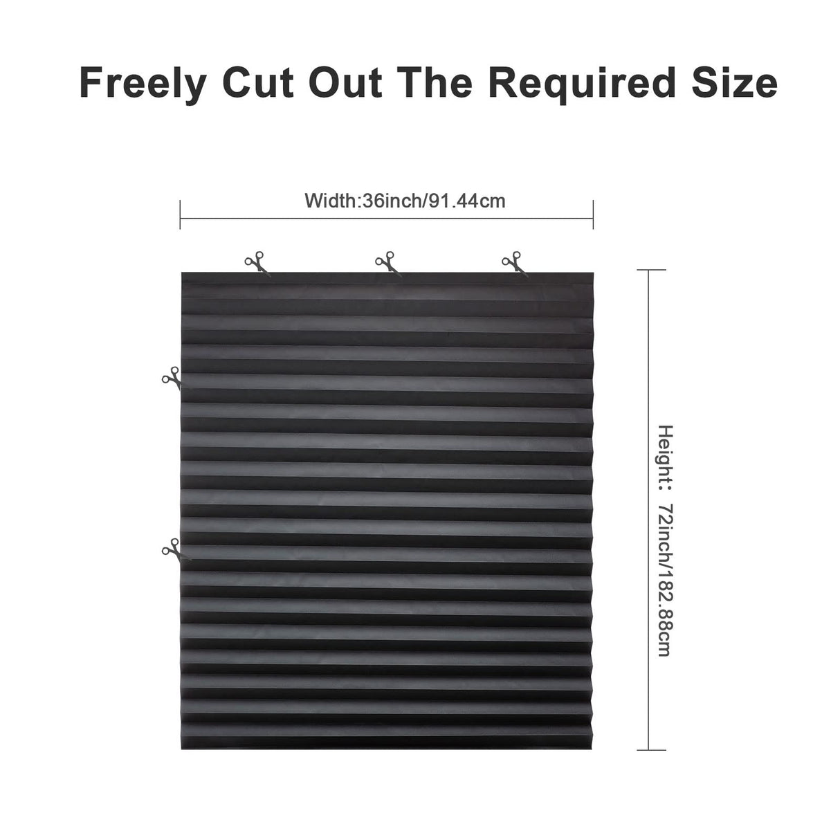 MYshade 6 Pack Temporary Blackout Paper Shades for Windows,Paper Pleated Blinds with Adhesive,No Tools No Drilling Free Cut Size Temporary Room Darkening Shades(Black, 36" W x 72" H) MYshade