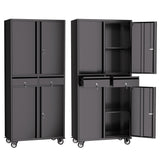 IDEALHOUSE Garage Storage Cabinet, 73 Inch Metal with Locking Doors and Adjustable Shelves, Heavy Duty Tool Cabinet with 2 Drawers IDEALHOUSE
