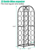 HEOMU 23 Bottles Wine Rack Freestanding Floor, 8 Tier Wine Bottle Holder Metal Floor Wine Rack, Wine Storage Organizer Display Rack for Kitchen Pantry Dining Room Living Room Bar, Black HEOMU