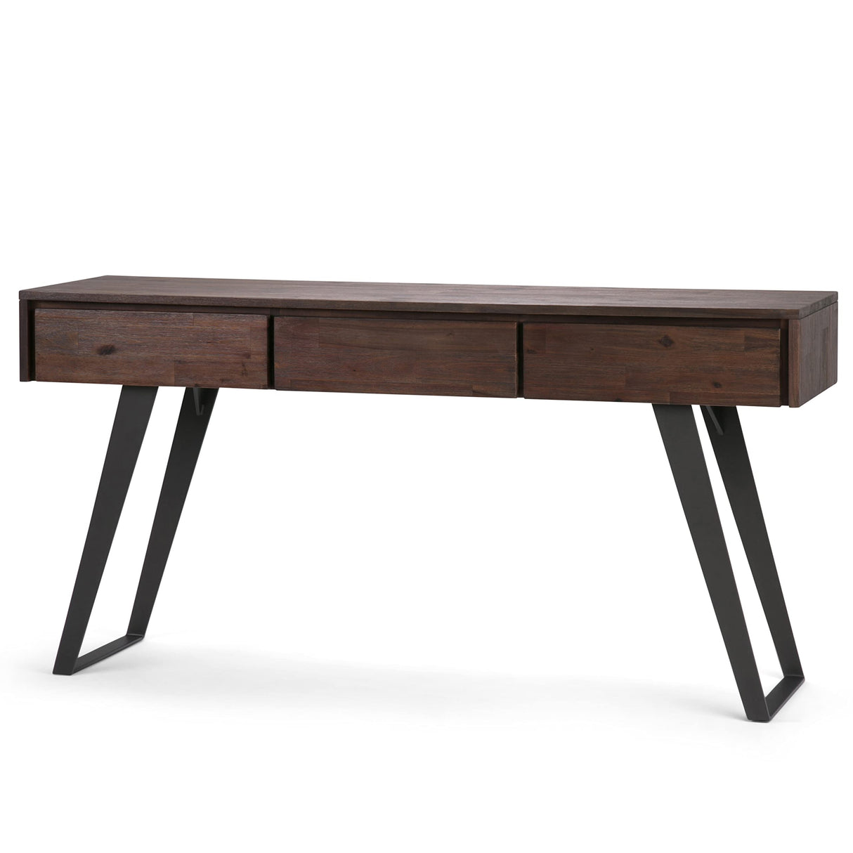 SIMPLIHOME Lowry SOLID ACACIA WOOD and Metal 60 Inch Wide Modern Industrial Console Sofa Table in Distressed Charcoal Brown, For the Living Room, Entryway and Bedroom SIMPLIHOME