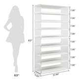 Tribesigns 8-Tier Modern Acrylic Bookshelf with Wood Shelves - 63" Clear Storage Rack for Living Room, Bedroom, and Home Office Tribesigns
