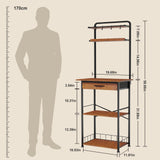 Homsorout Coffee Bar Station - Bakers Rack with Fabric Drawer, Microwave Oven Storage Stand, Bakers Rack for Coffee Stand Station, Home Kitchen Organizer, Brown Homsorout