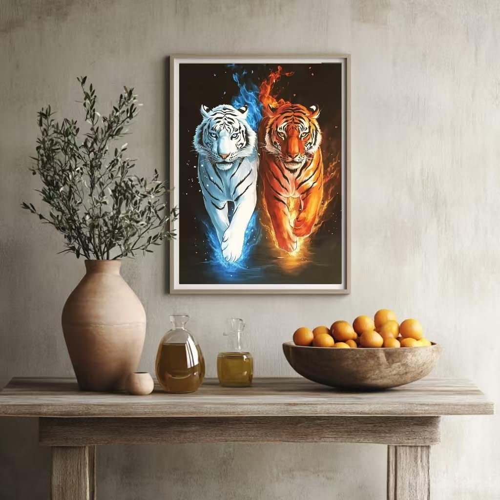 Milila 5D Diamond Painting Kits for Adults Full Drill Diamond Art Kits Diamond Dots Beginners Craft Kits for Home Wall Decor Gifts 11.8x15.7inch(Tiger) Milila