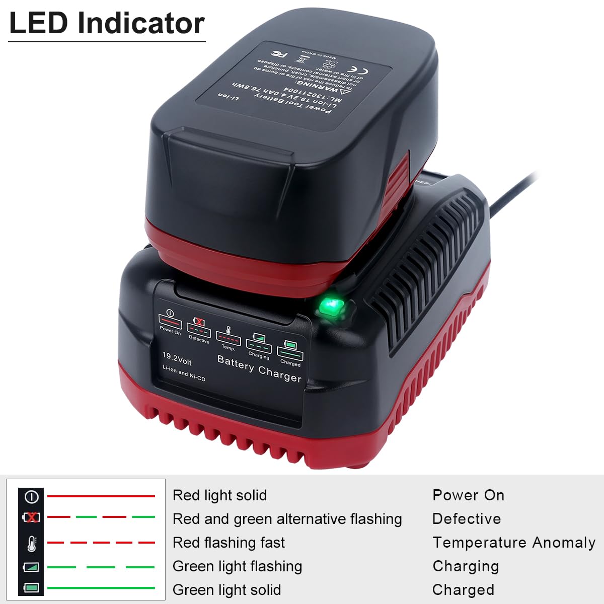 19.2V C3 Charger Replacement for Craftsman 19.2 Volt Lithium-ion & Ni-cad Battery Charger 140152004 DieHard XCP Battery 1425301 1323903 130279005 11375 11376 315.PP2011 - WoodArtSupply