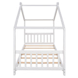 Merax Twin Kids House Bed Frame – Charming Wood Design with Headboard & Footboard in White Merax