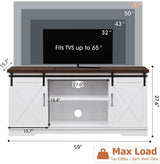 IDEALHOUSE Farmhouse TV Stand, Entertainment Center for 65 Inch TV Media Console Table, White Barn Door TV Stand with Storage and Shelves, Modern TV Console Cabinet Furniture for Living Room IDEALHOUSE