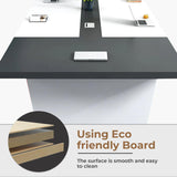 Anzhap 10FT Conference Table for 10 People – 118"L*51"W*29"H Large Rectangle Meeting Seminar Table with Cable Management, Thickened Desktop, Trapezoidal leg for Office Conference Room(White + Grey) Anzhap