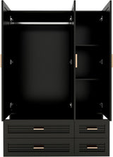 Keloyid Wood Armoire Wardrobe Closet Armoires Wardrobe Cabinet with 3 Door 4 Drawers Tall Wardrobe Closet Storage with Shelves and Hanging Rod for Bedroom Black 47.24''W x 19.69''D x 70.87''H Keloyid
