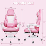 LEMBERI Pink Gaming Chair with footrest, Kawaii Cute Pink Gamer Chair for Girl,Girls Video Game Chairs,Computer Gaming Chair with Headrest and Lumbar Support LEMBERI