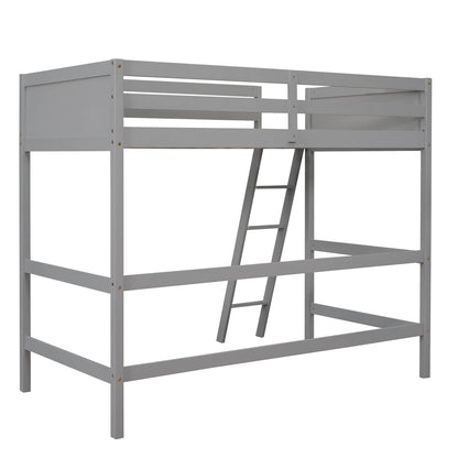 High-Quality Grey Twin Size Loft Bed with Ladder and Safety Rail by Harper & Bright Designs - WoodArtSupply