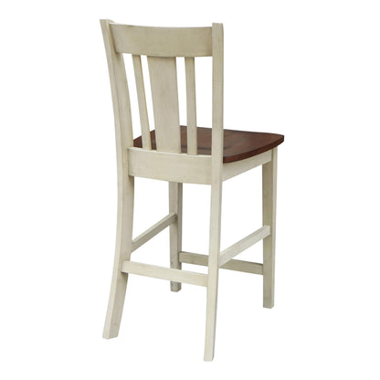 International Concepts San Remo Stool Barstool, Antiqued Almond/Espresso - WoodArtSupply