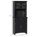 HOMCOM Elegant Buffet with Hutch, Kitchen Pantry Storage Cabinet with Framed Glass Door Drawer and Microwave Space, Black HOMCOM