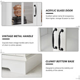 LUXOAK 71" White LED Storage Cabinet with Adjustable Shelves & 4 Doors - Perfect for Home Office, Dining Room, or Kitchen LUXOAK