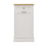 MiHunnor Wooden Simple style Kitchen Trash Cabinet, Wooden Frame with Drawers and Tilt-Out Trash Cabinet for 10 Gallon Trash Cans 19.69'' W x 13.78'' D x 35.43'' H (White-021) MiHunnor