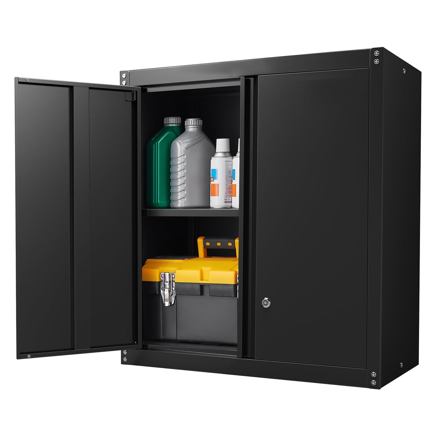 IRONFFICE Metal Wall Storage Cabinet,Steel Garage Hanging Cabinet,Black Cabinets for Storage Wall,Locking Wall Cabinet Small for Home Office,Kitchen - WoodArtSupply