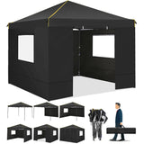 10x10 Pop Up Canopy Tent with 4 Sidewalls and Mesh Windows 2.0, Waterproof Commercial Instant Gazebo Tent Outdoor Canopy Tents for Party/Exhibition/Picnic with Carry Bag,4 Stakes & Ropes (Black) COBIZI
