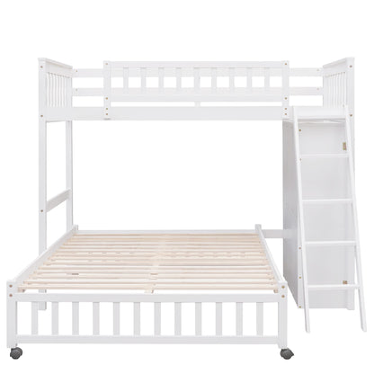 Twin Over Full Bunk Bed with Storage Drawers and Shelves by Harper & Bright Designs