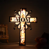 Custom Photo led Light up Cross Decoration, Personalized Acrylic Picture Night Lights Gifts for Dad Mom from Daughter Son Mother Day Father Day Mom Dad Gifts for Men Wife Husband Women CDON