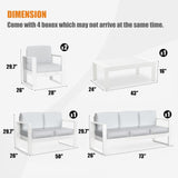 KHOLH 5 Piece Modern Aluminum Patio Furniture Set, Outdoor Patio Sectional Conversation Metal Seating Sets with Olefin Cushion and Coffee Table KHOLH