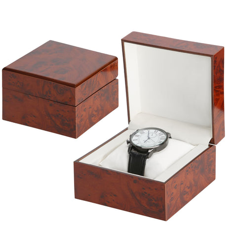 BAOPEND Wooden Single Watch Gift Box with Pillow, Wood Wristwatch Wrist Watch Case Storage Box for Christmas, Birthdays, Anniversary (Wood Color A) BAOPEND