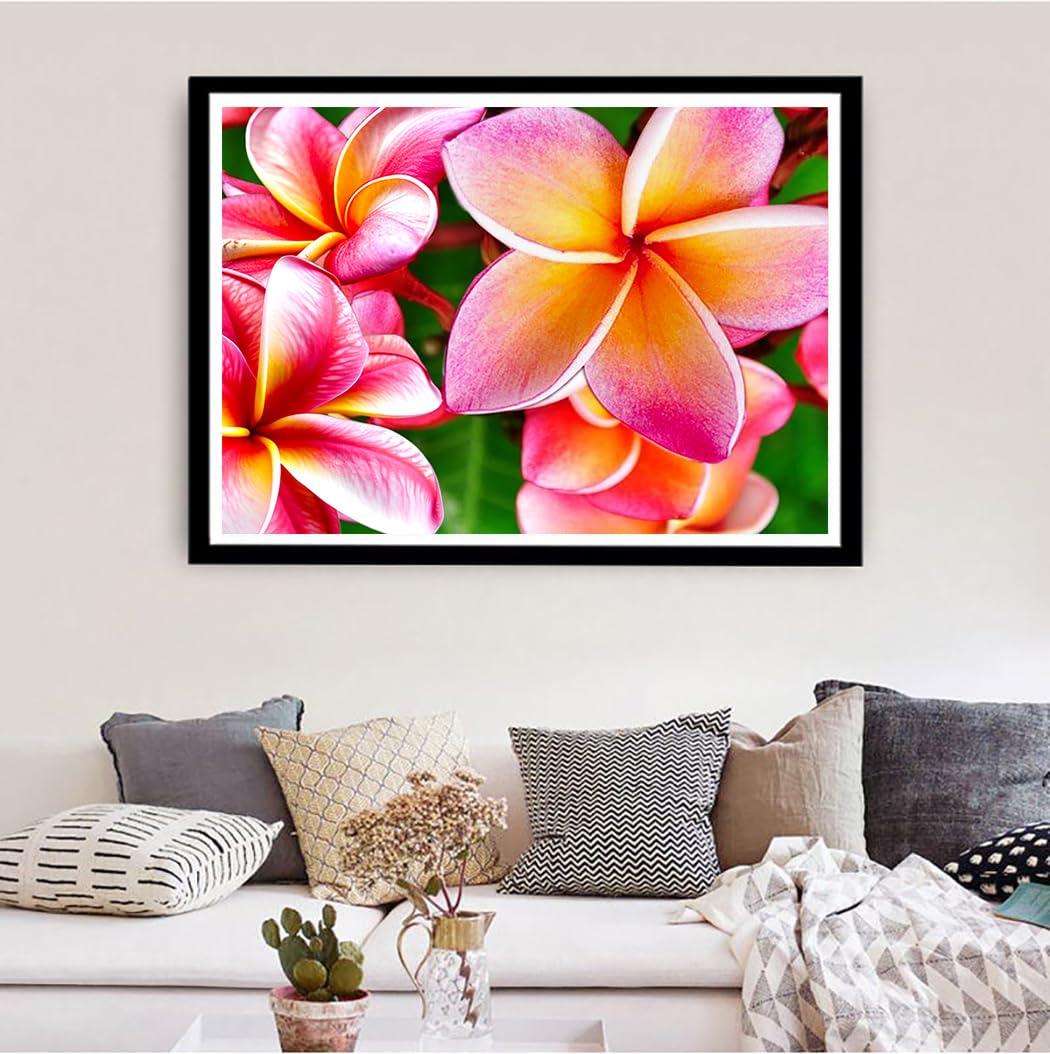 Diamond Art Painting Hawaiian Frangipani Hawaii Plumeria Blooming Flowers Kit for Adults Full Round Drill Diamond Art Painting by Number Kits Gem Art Wall Home Decor(11.8 x15.8inch) Generic