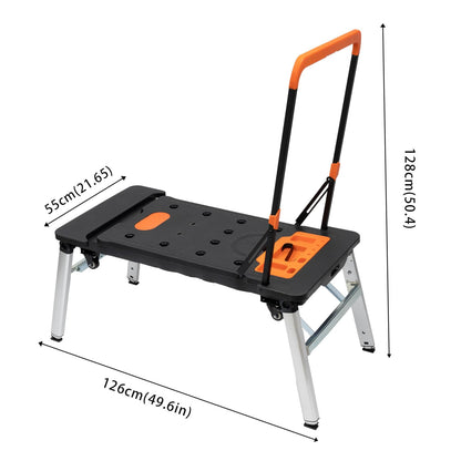 7-in-1 Multipurpose Workbench, Folding Portable Work Table, Adjustable Load 550lbs 150/250 kg Multifunctional device roller board workbench work platform workbench handcart with 4 Wheels, Bla - WoodArtSupply