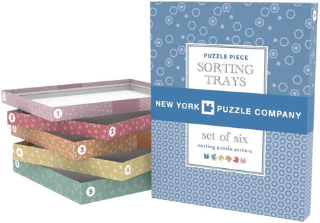 New York Puzzle Company Puzzle Sorting Trays – Set of 6 Nesting Trays for Jigsaw Puzzles, Eco-Friendly Stackable Puzzle Organizing Trays, 8” x 10” – Made in USA (Multicolor) New York Puzzle Company
