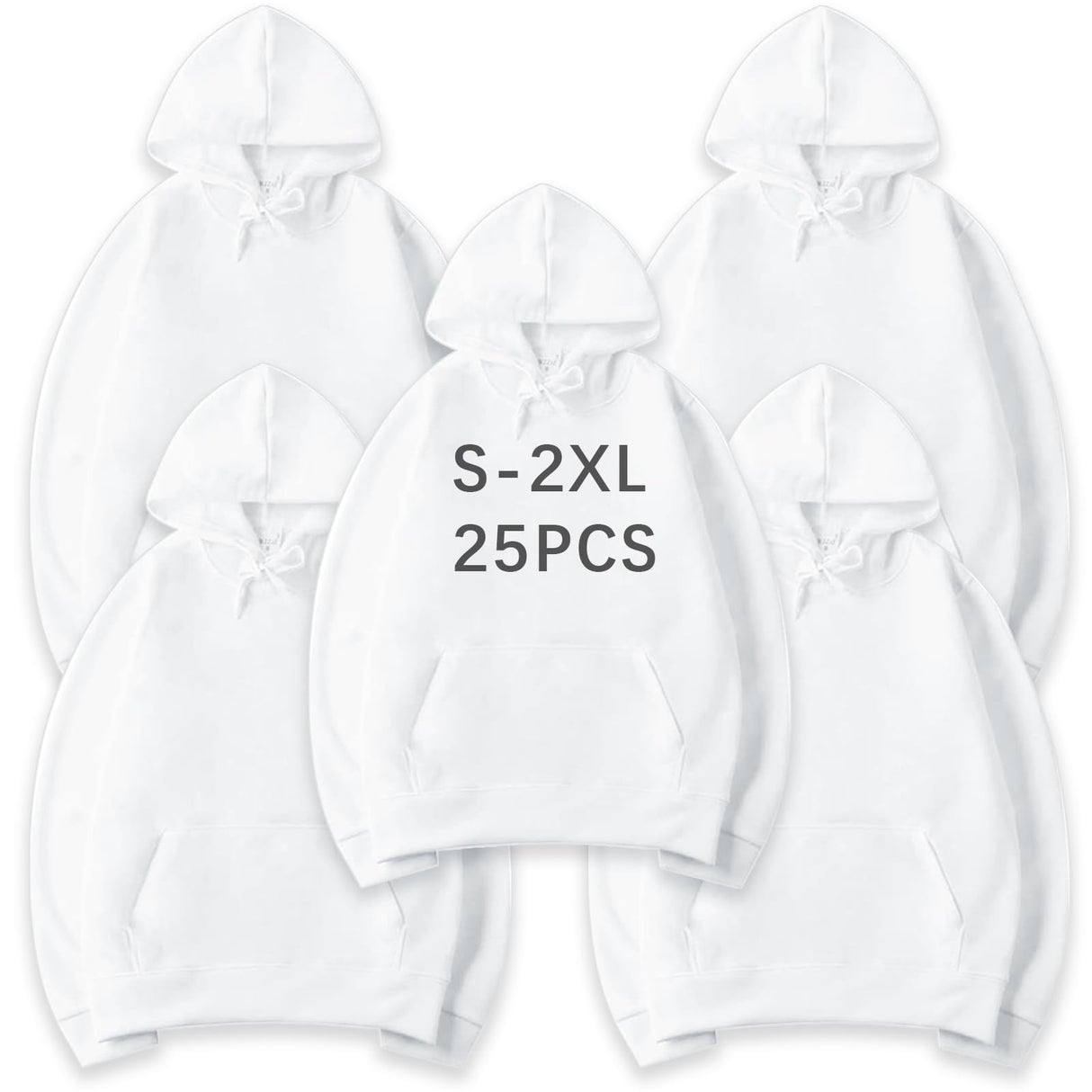 AiDiYGECO 25 Pcs Sublimation Hoodies Blank Men White 100 Polyester Hoodie For Sublimation AiDiYGECO