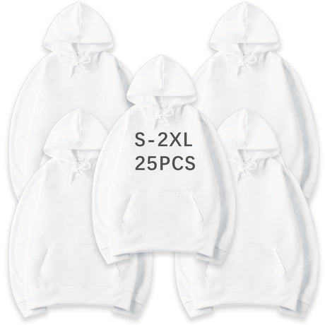 AiDiYGECO 25 Pcs Sublimation Hoodies Blank Men White 100 Polyester Hoodie For Sublimation AiDiYGECO