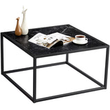 SAYGOER Black Coffee Table Small Square Coffee Table Simple Modern Center Table for Living Room Home Office 27.6 * 27.6 * 15.7Inch Easy Assembly, Black Faux Marble SAYGOER