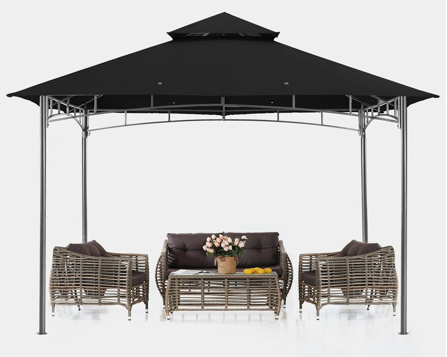 ABCCANOPY Gazebos for Patios 8x8 - Outdoor Steel Frame Gazebo for Lawn Backyard Garden Deck (Black) - WoodArtSupply