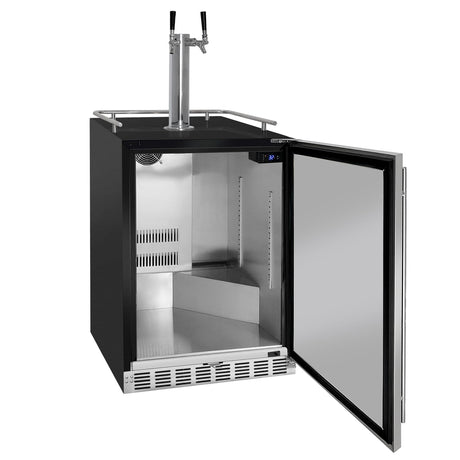 Kegco Kegerator 24" Wide Dual Tap Black/Stainless Steel Undercounter Beer Dispenser HK38BSU-2 Kegco