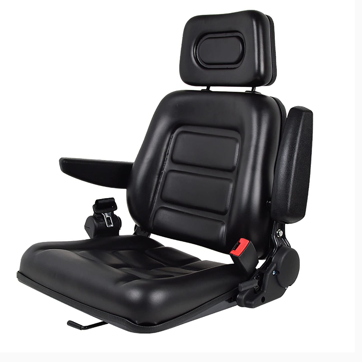 Universal Lawn Mower Seat, Tractor Seat Fold Down with Armrest Headrest Seatbelt, Adjustable Backrest and Slide Rail Waterproof Loader Forklift Seat, for Garden Tractor Bucket Excavator Backhoe Dozer RHFUGBOJ