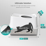 WoofiGo Stainless Steel Cat Litter Box, Large Top Entry Litter Box for Big Cats, Enclosed Kitty Litter Pan with Lid, Metal Cat Box Never Absorbs Odors, Easily Cleaning, Include Scoop WoofiGo