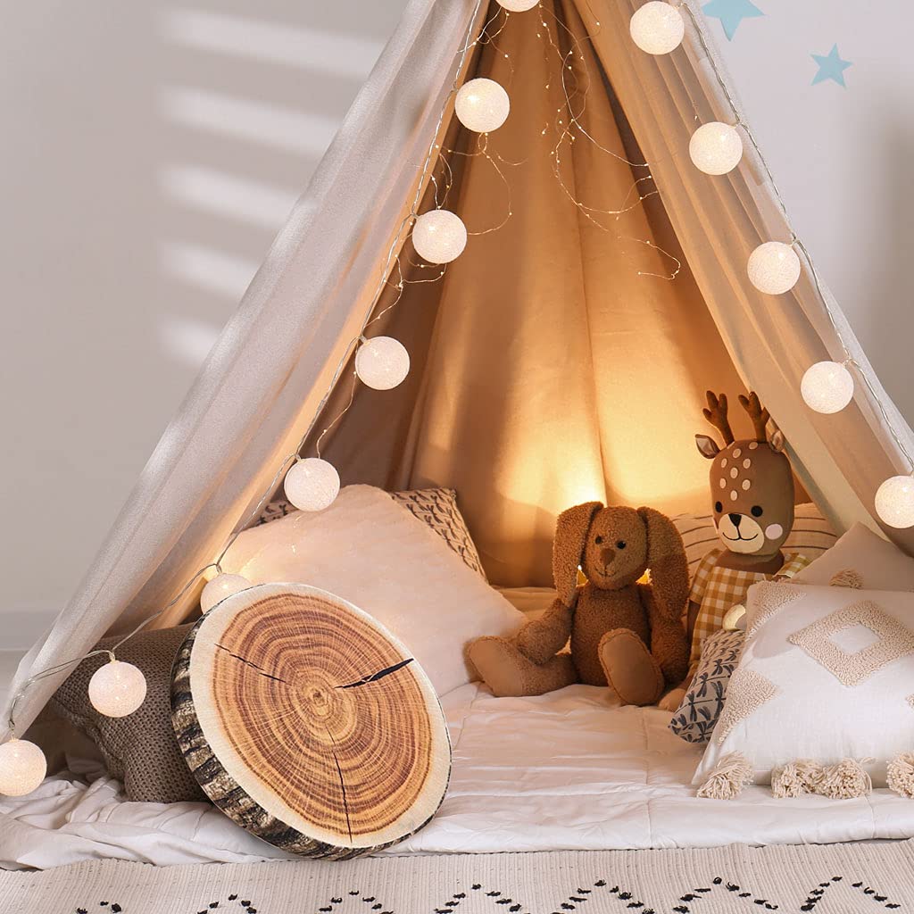 HYSEAS Decorative Round Throw Pillow, 3D Digital Print Comfortable Kids Funny Cute Wood Log Pillow Circle Seating Floor Cushion for Home, Couch, Sofa, Bedroom, Living Room Decor, Stump, 2 Pack HYSEAS